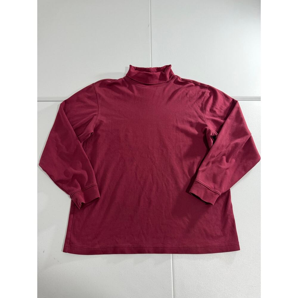 L.L.Bean Mens L Tall Maroon Long Sleeve Mock Turtleneck